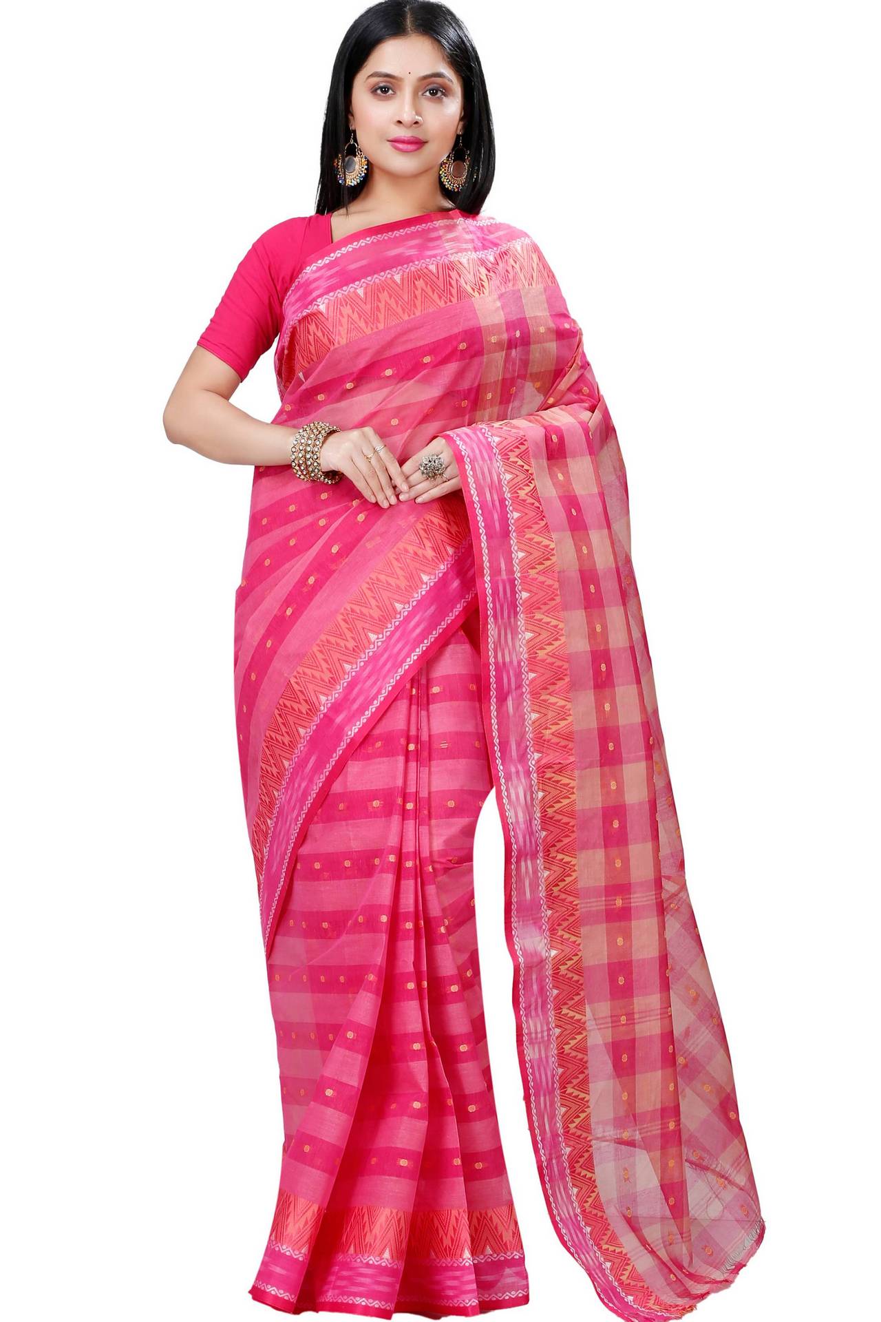 Pink Pure Cotton Niladdri Tant Saree (1342)