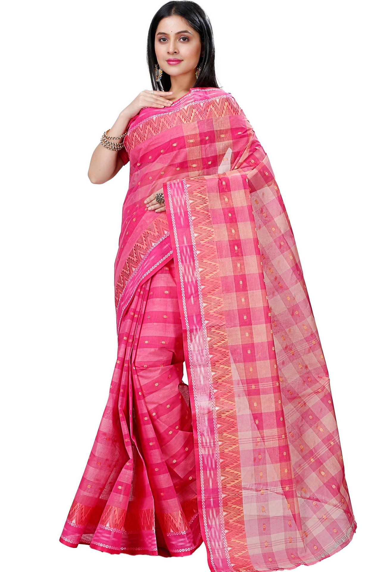 Pink Pure Cotton Niladdri Tant Saree (1342)