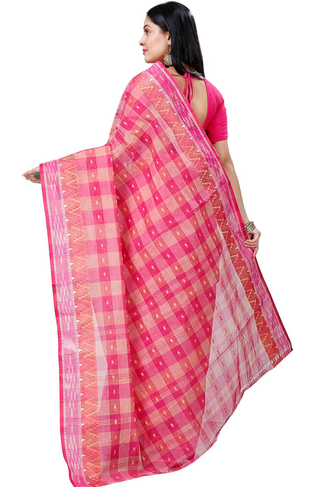 Pink Pure Cotton Niladdri Tant Saree (1342)