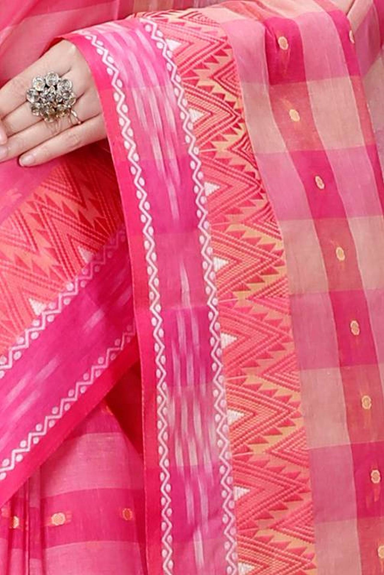 Pink Pure Cotton Niladdri Tant Saree (1342)