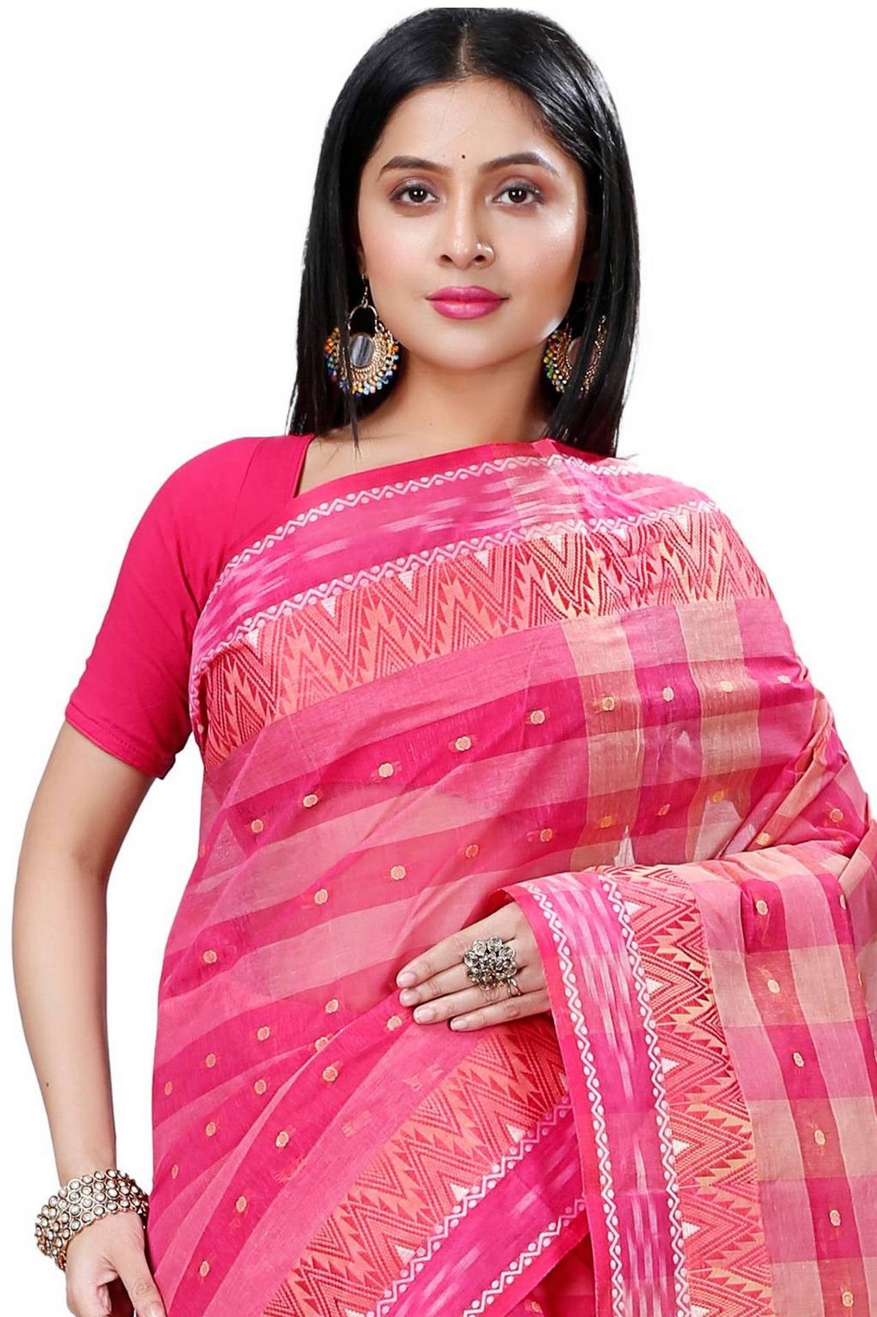 Pink Pure Cotton Niladdri Tant Saree (1342)