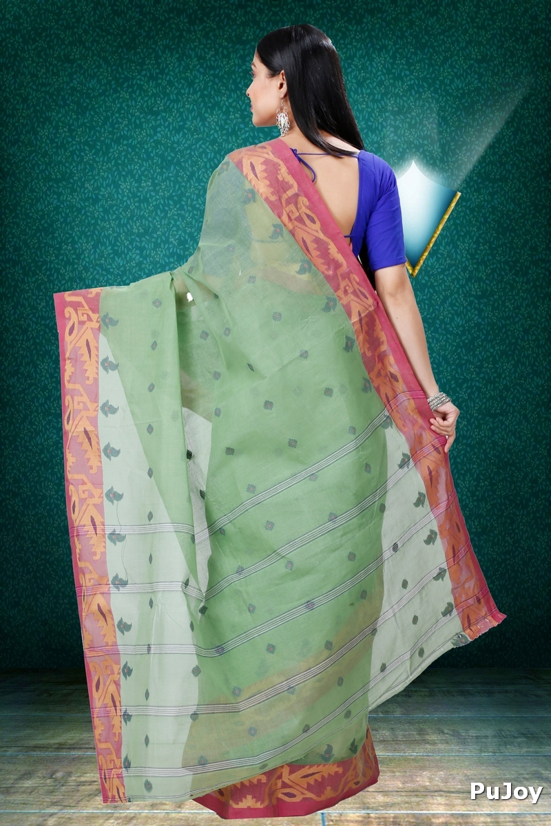 Green Pure Cotton Nripa Tant Saree (1344)