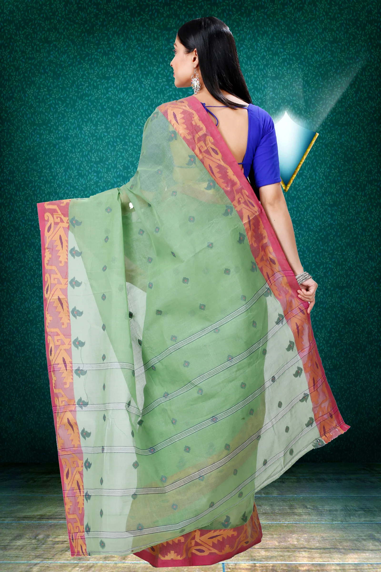 Green Pure Cotton Nripa Tant Saree (1344)