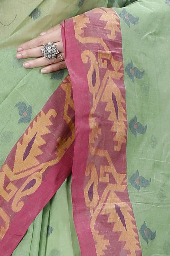 Green Pure Cotton Nripa Tant Saree (1344)