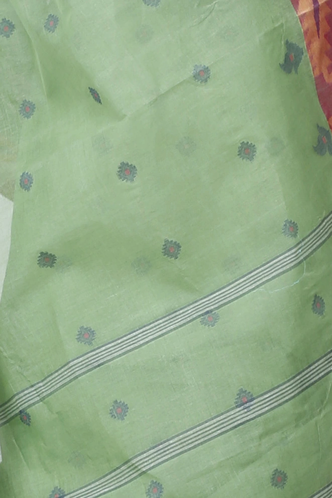 Green Pure Cotton Nripa Tant Saree (1344)