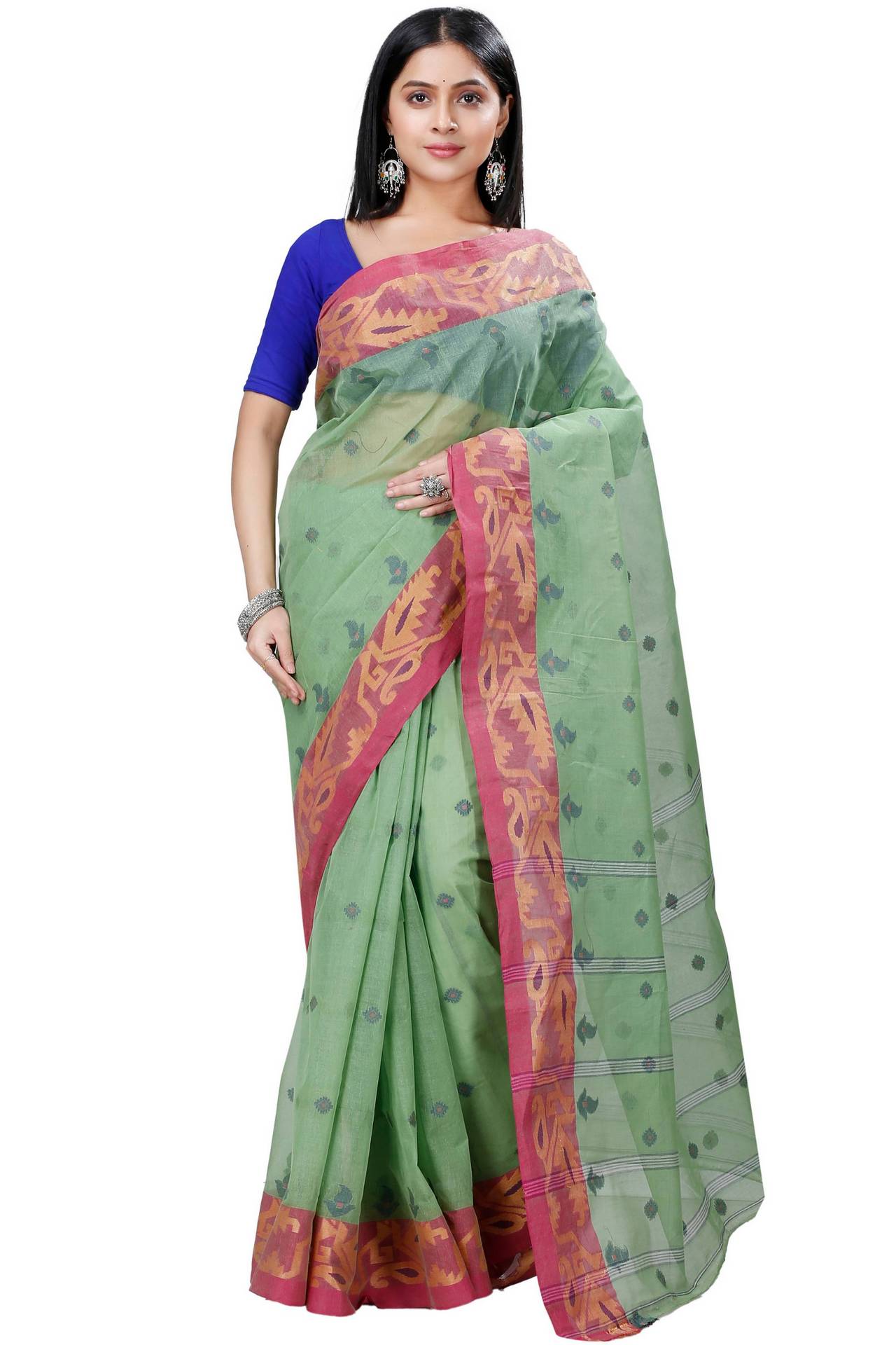 Green Pure Cotton Nripa Tant Saree (1344)