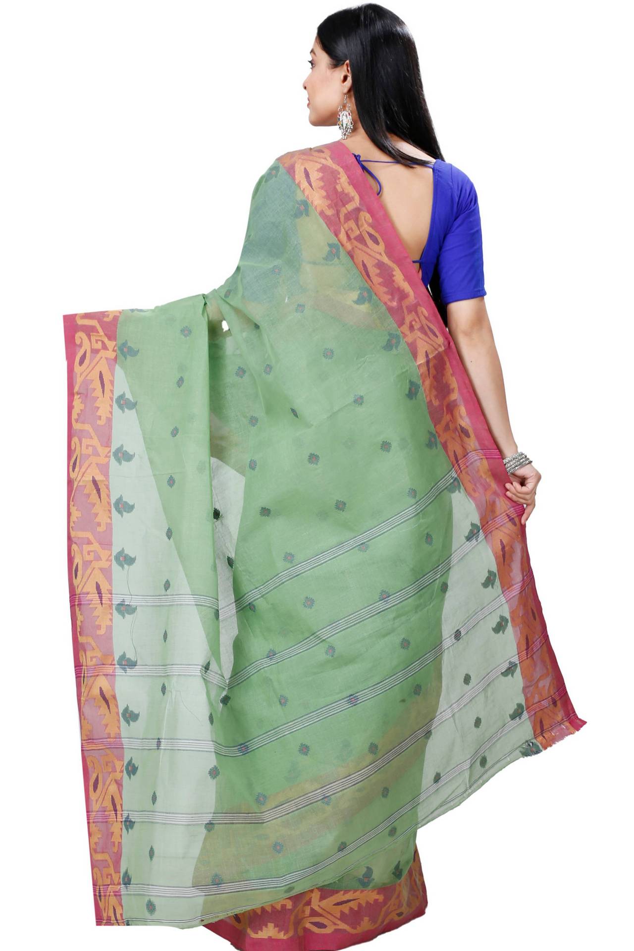 Green Pure Cotton Nripa Tant Saree (1344)