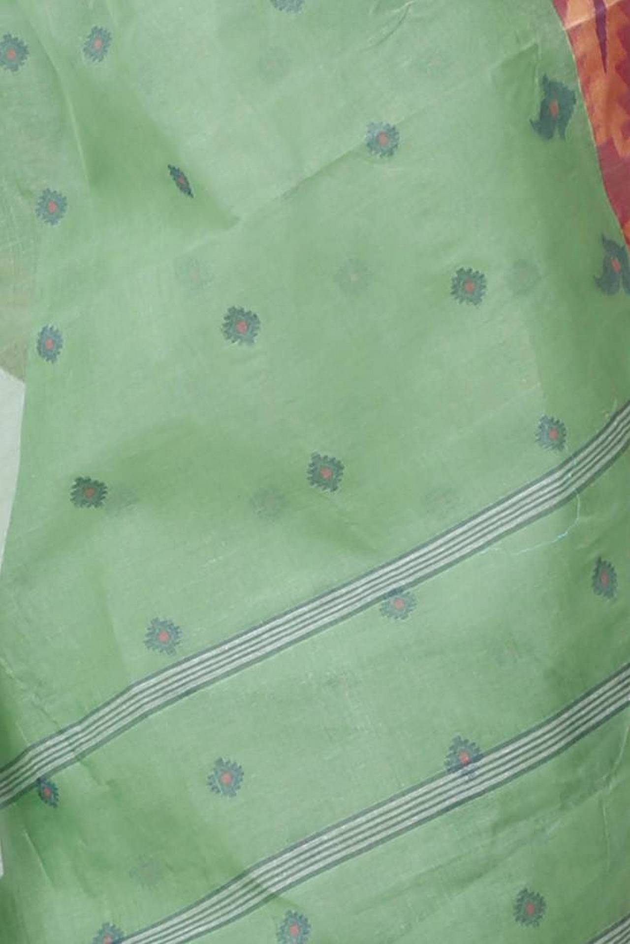 Green Pure Cotton Nripa Tant Saree (1344)