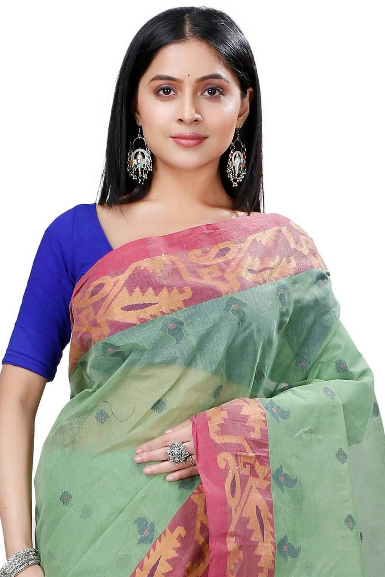 Green Pure Cotton Nripa Tant Saree (1344)