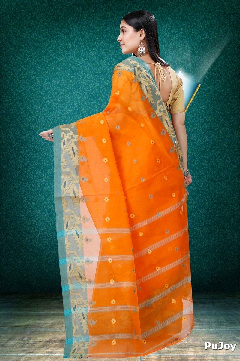Orange Pure Cotton Nripa Tant Saree (1345)
