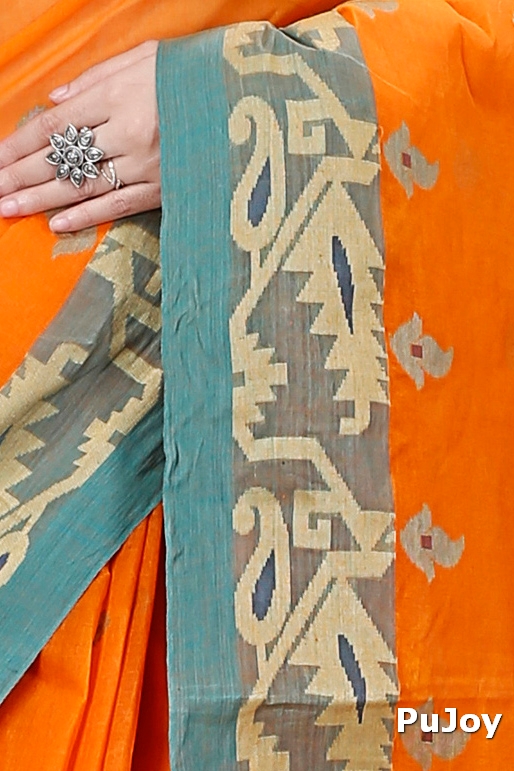 Orange Pure Cotton Nripa Tant Saree (1345)