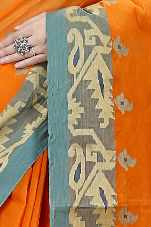Orange Pure Cotton Nripa Tant Saree (1345)