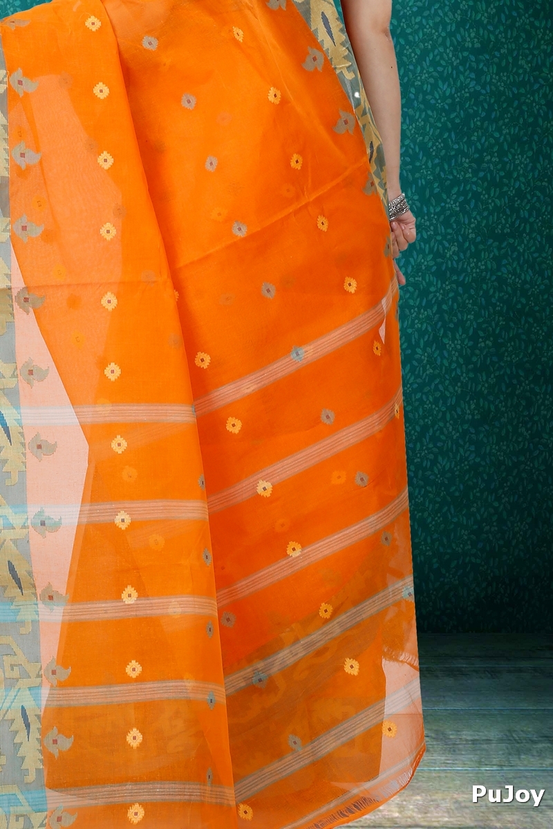 Orange Pure Cotton Nripa Tant Saree (1345)