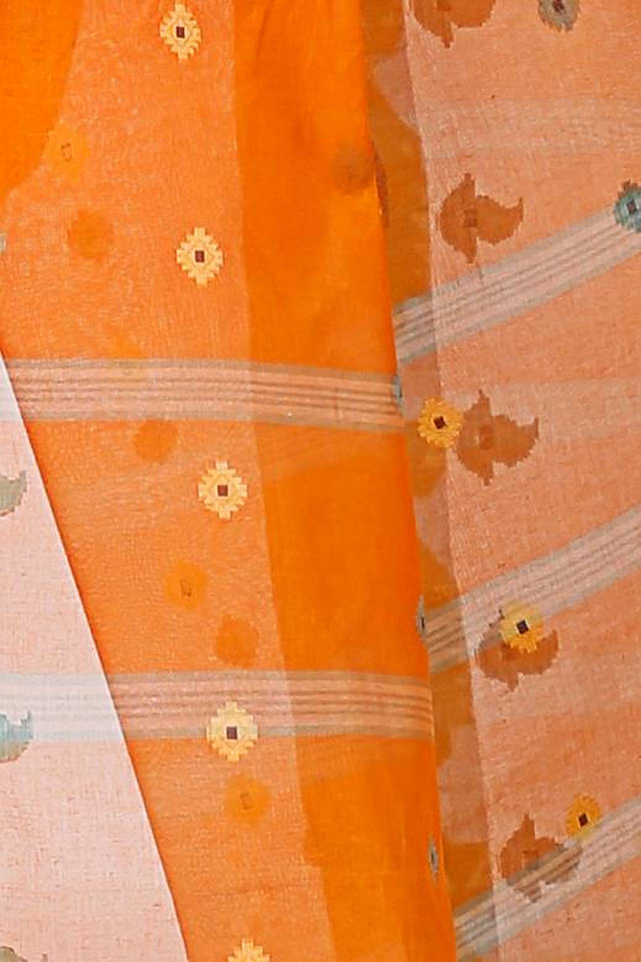 Orange Pure Cotton Nripa Tant Saree (1345)