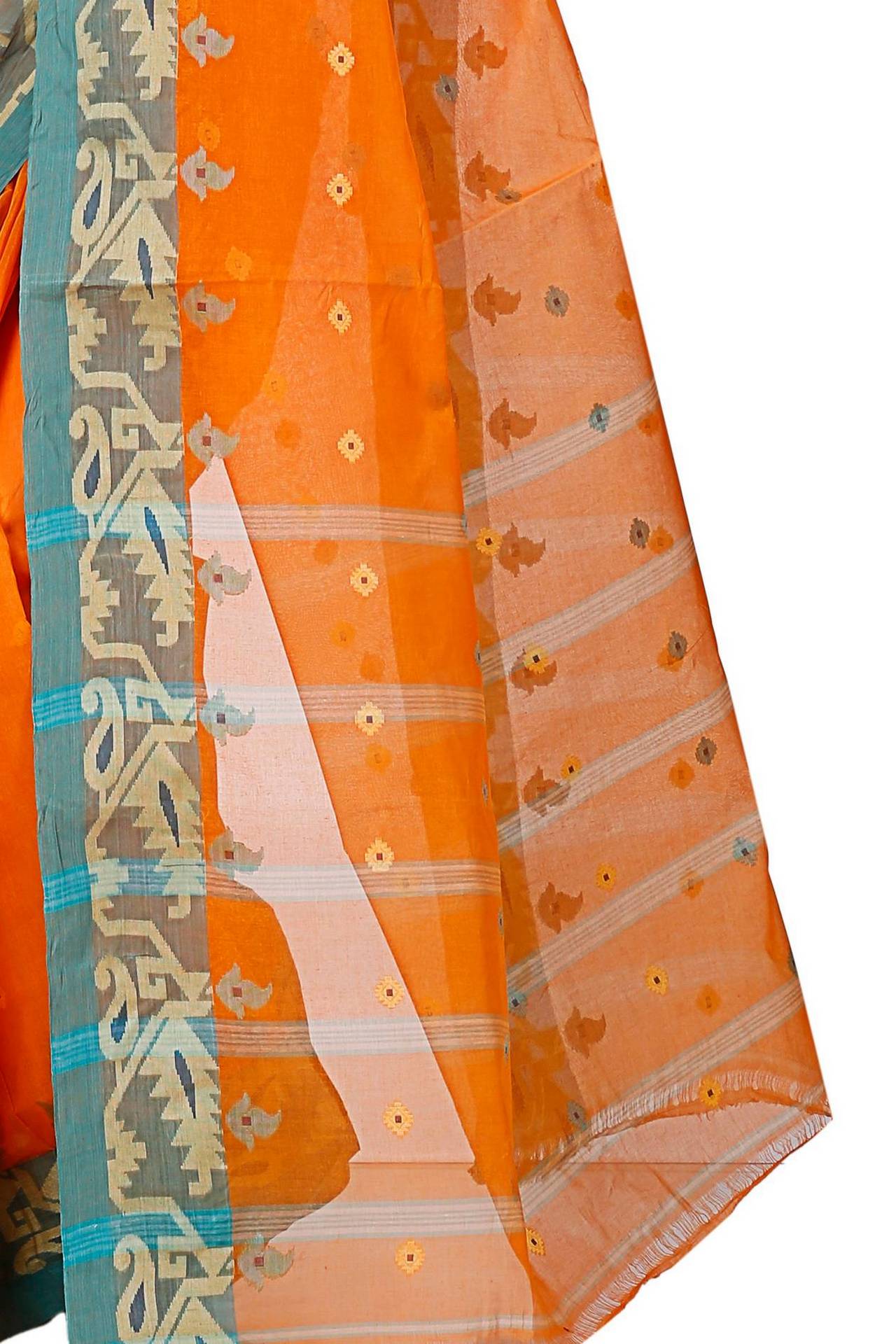 Orange Pure Cotton Nripa Tant Saree (1345)