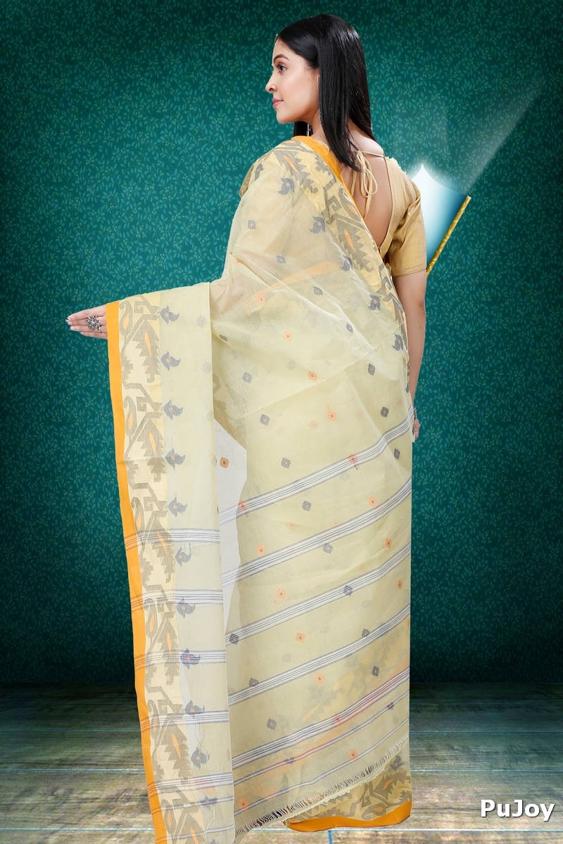 Cream Pure Cotton Nripa Tant Saree (1346)