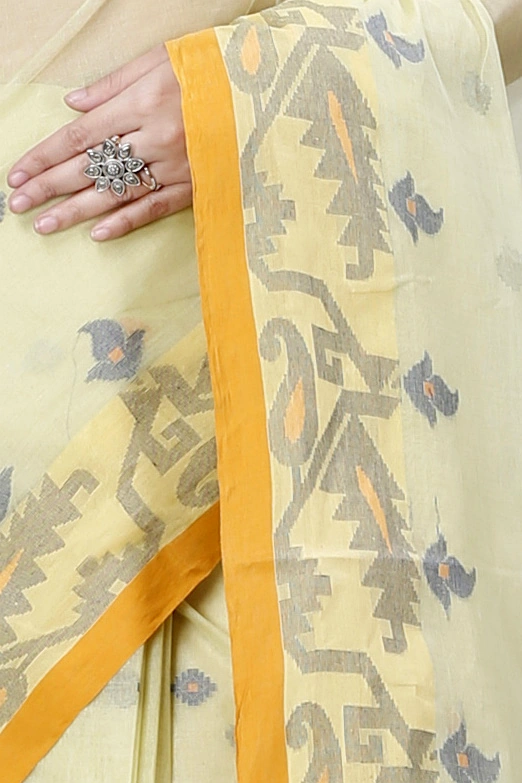 Cream Pure Cotton Nripa Tant Saree (1346)