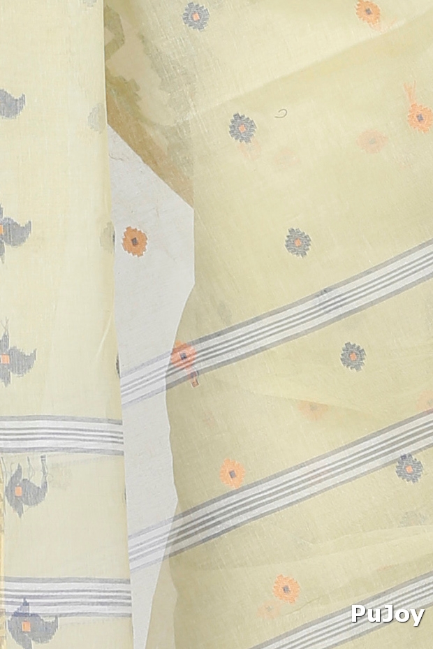 Cream Pure Cotton Nripa Tant Saree (1346)