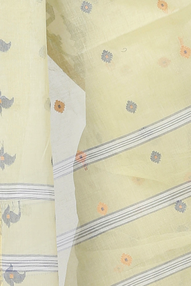 Cream Pure Cotton Nripa Tant Saree (1346)