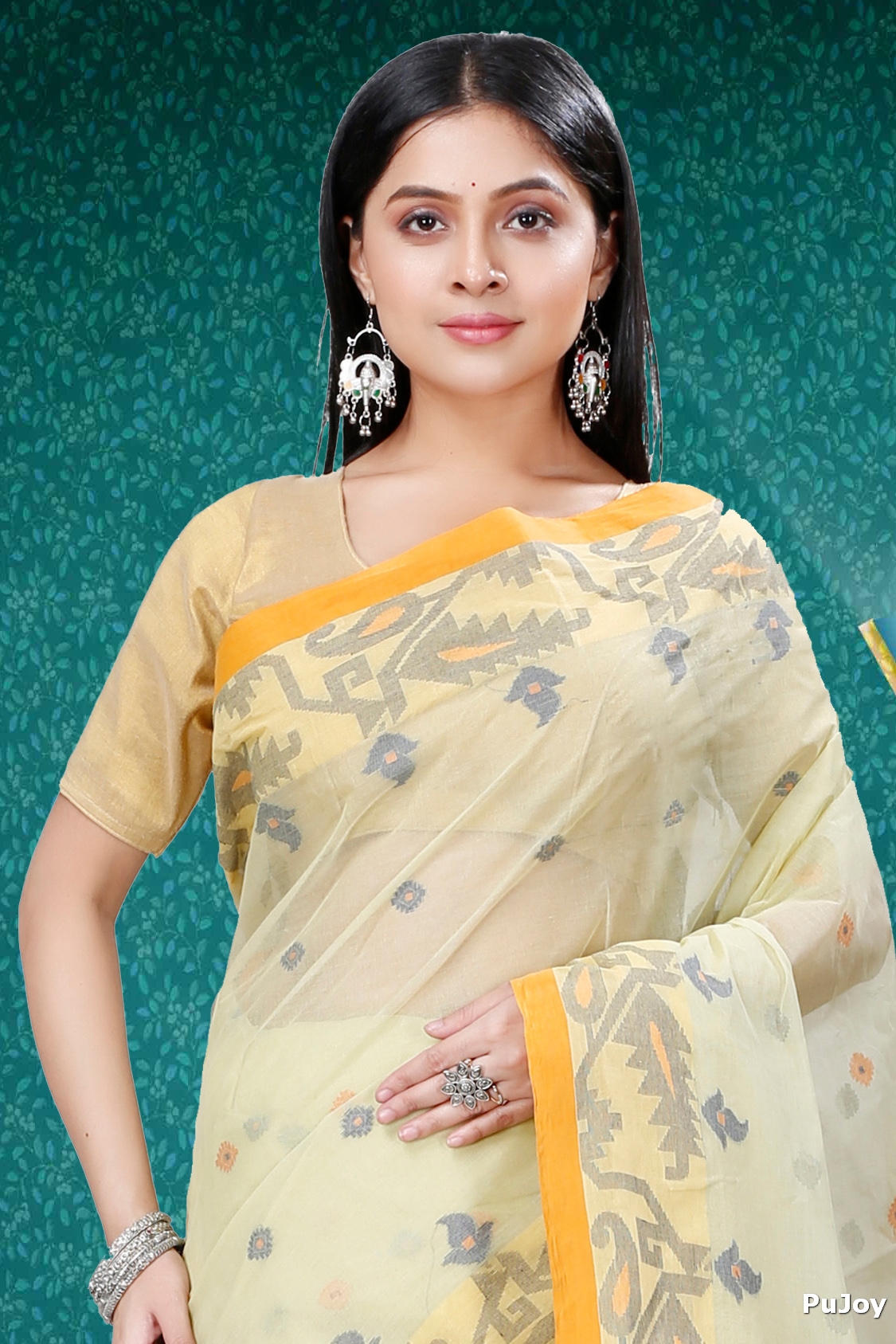 Cream Pure Cotton Nripa Tant Saree (1346)