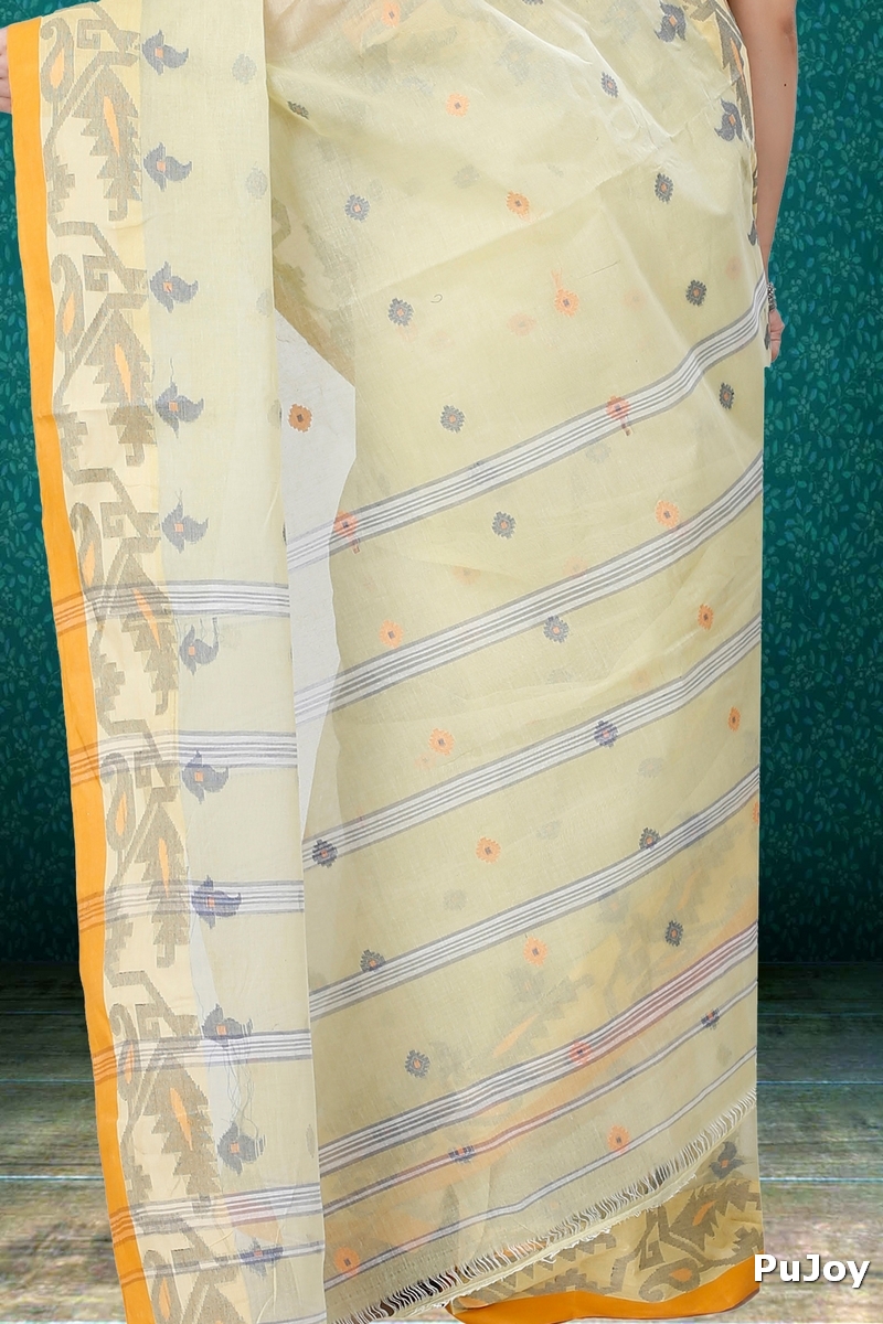 Cream Pure Cotton Nripa Tant Saree (1346)