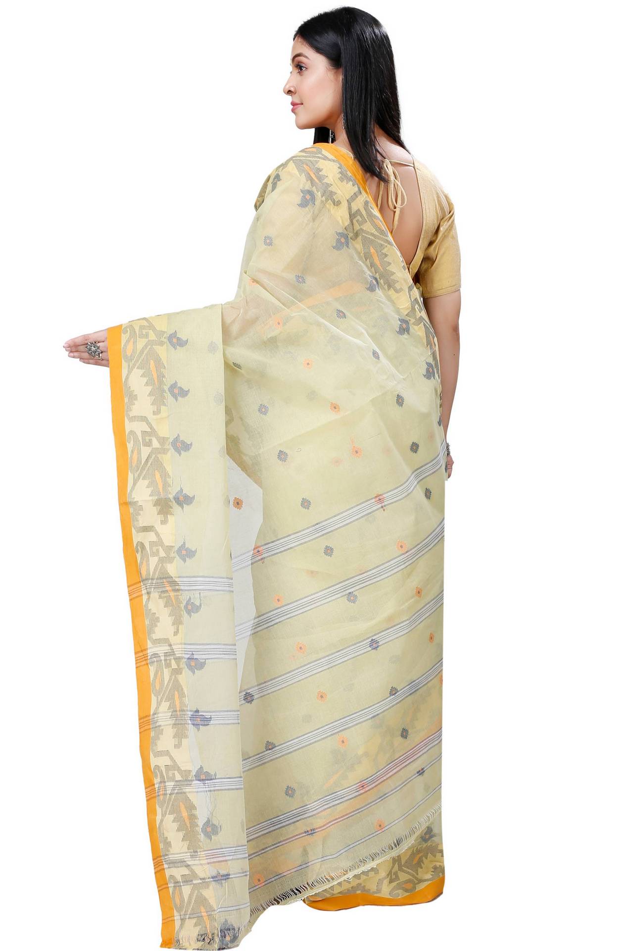 Cream Pure Cotton Nripa Tant Saree (1346)