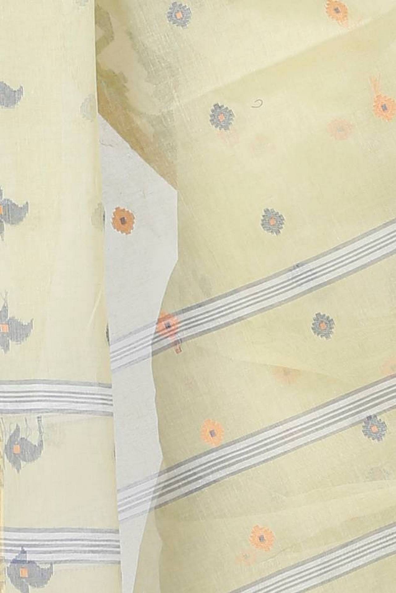 Cream Pure Cotton Nripa Tant Saree (1346)