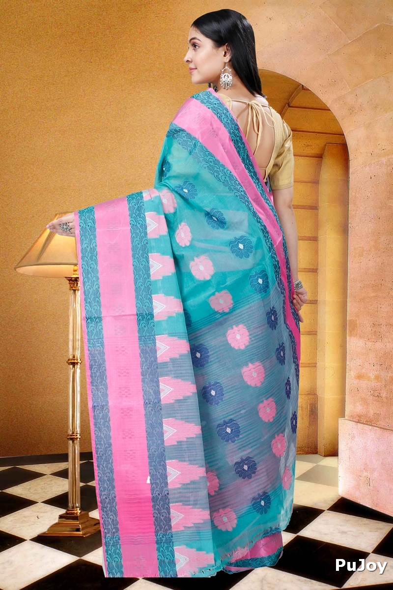 Olive Green Pure Cotton Nuri Tant Saree (1347)