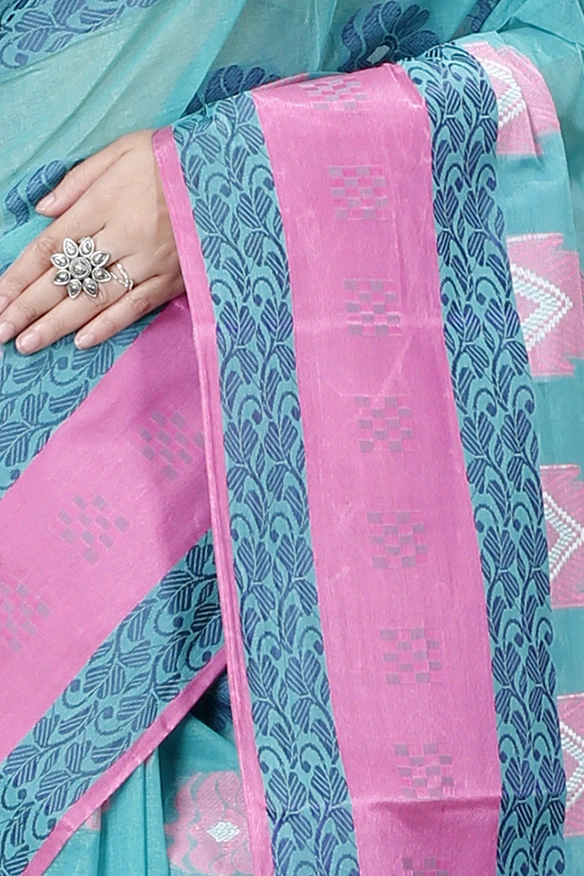 Olive Green Pure Cotton Nuri Tant Saree (1347)