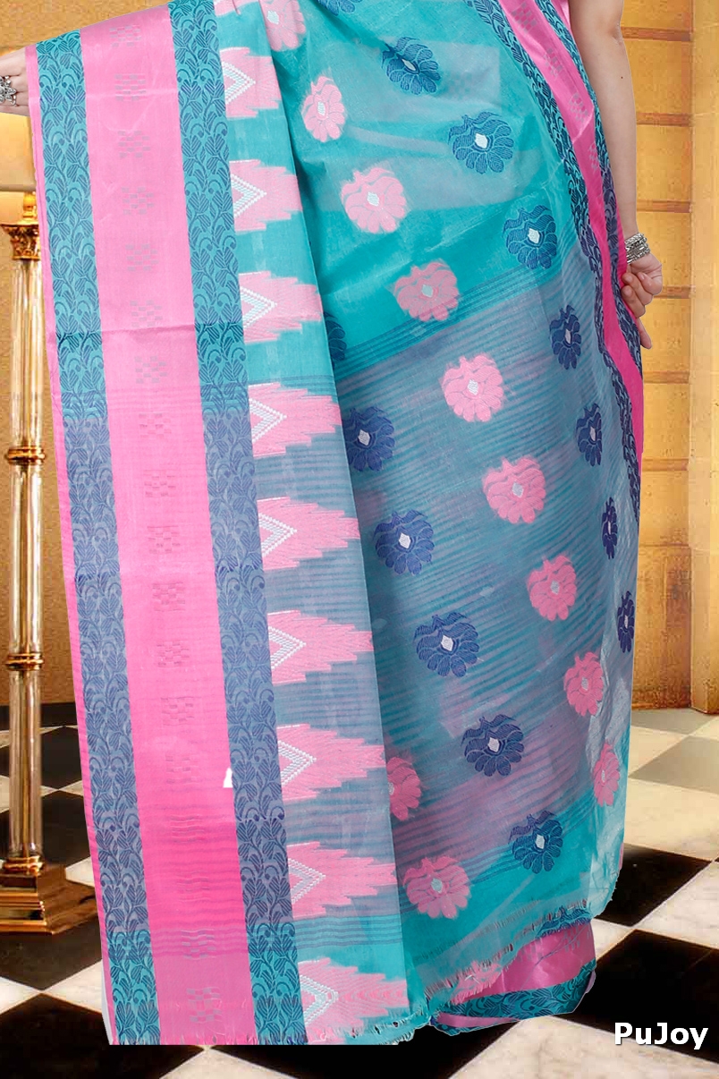 Olive Green Pure Cotton Nuri Tant Saree (1347)
