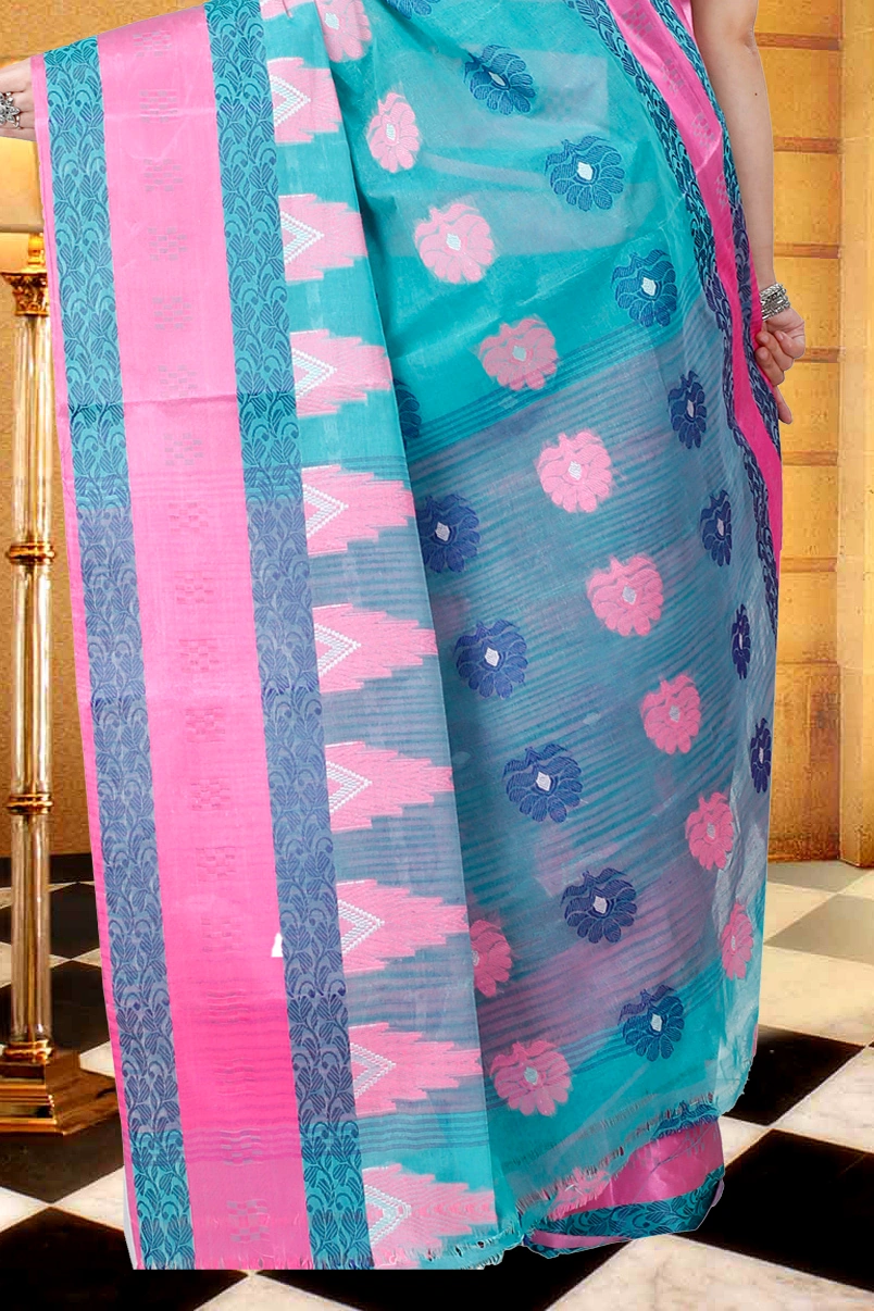 Olive Green Pure Cotton Nuri Tant Saree (1347)