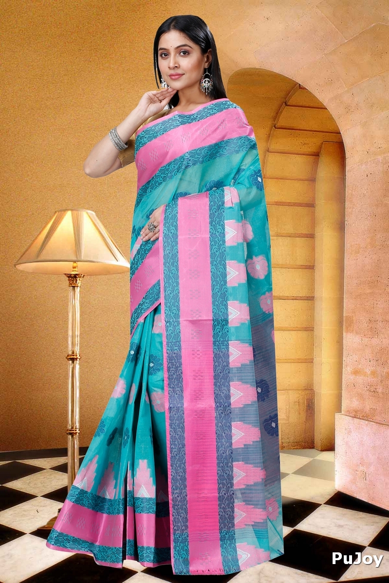 Olive Green Pure Cotton Nuri Tant Saree (1347)