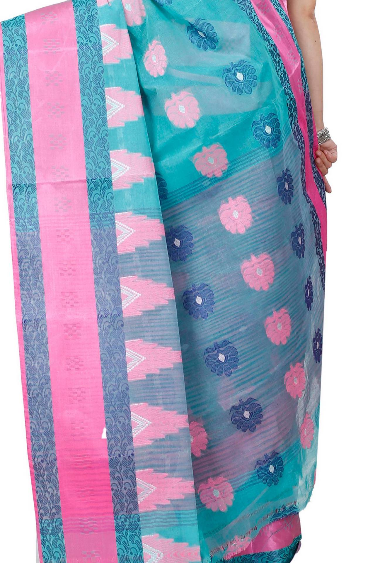 Olive Green Pure Cotton Nuri Tant Saree (1347)