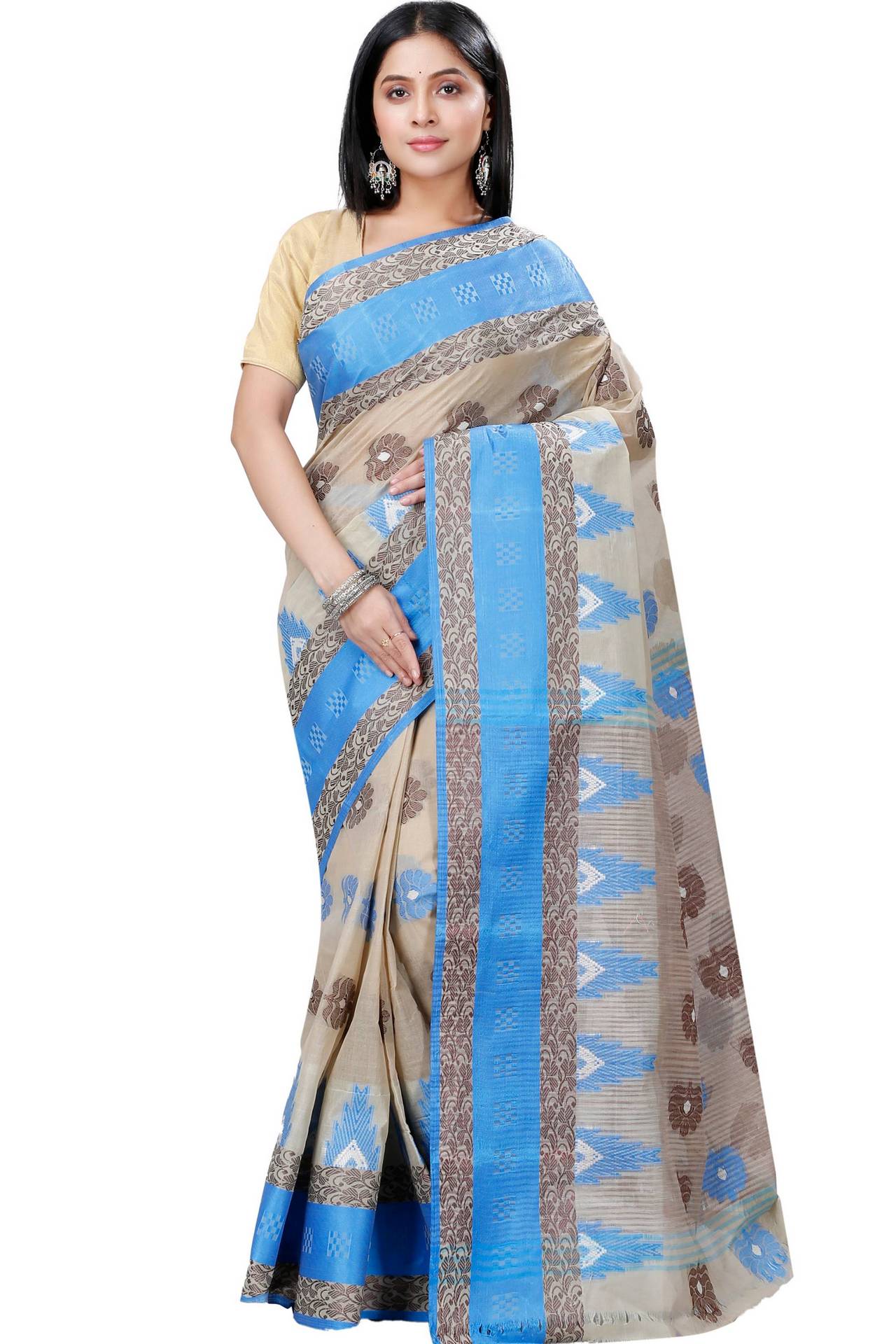 Grey Pure Cotton Nuri Tant Saree (1348)