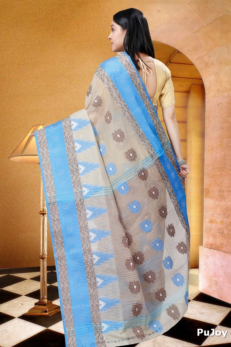Grey Pure Cotton Nuri Tant Saree (1348)