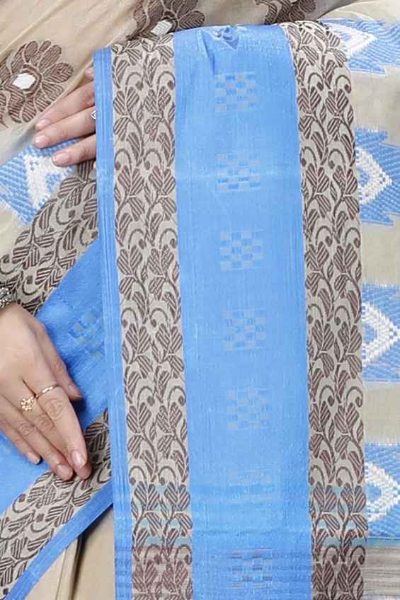 Grey Pure Cotton Nuri Tant Saree (1348)
