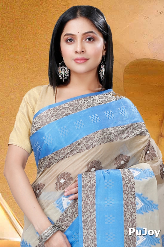 Grey Pure Cotton Nuri Tant Saree (1348)