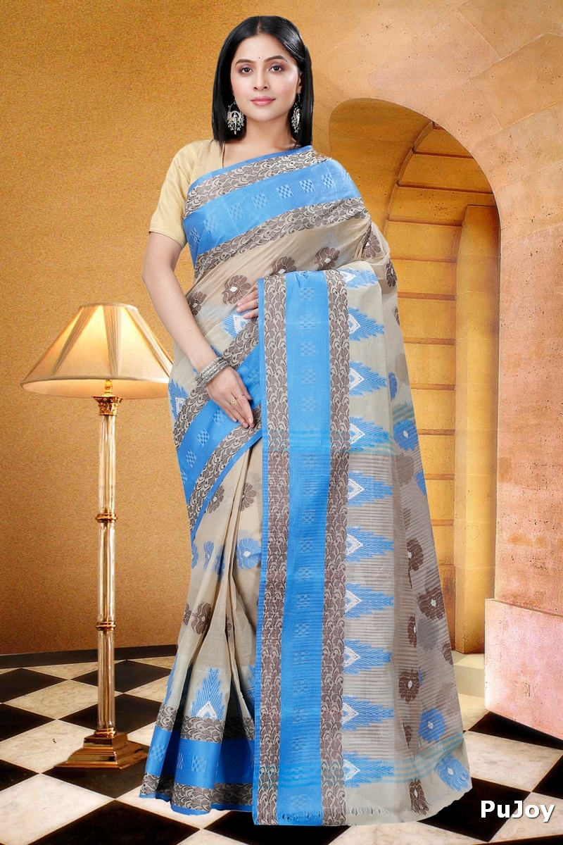 Grey Pure Cotton Nuri Tant Saree (1348)
