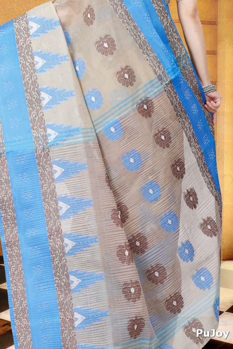 Grey Pure Cotton Nuri Tant Saree (1348)