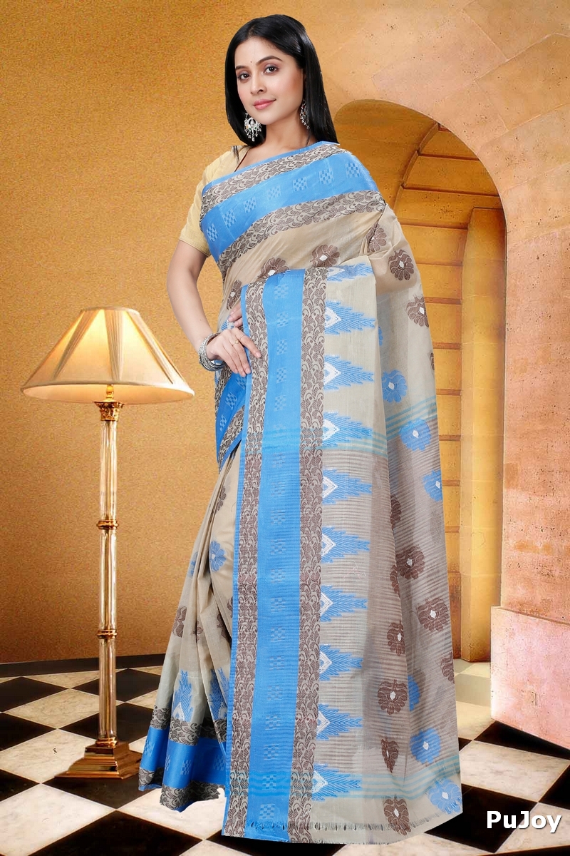 Grey Pure Cotton Nuri Tant Saree (1348)