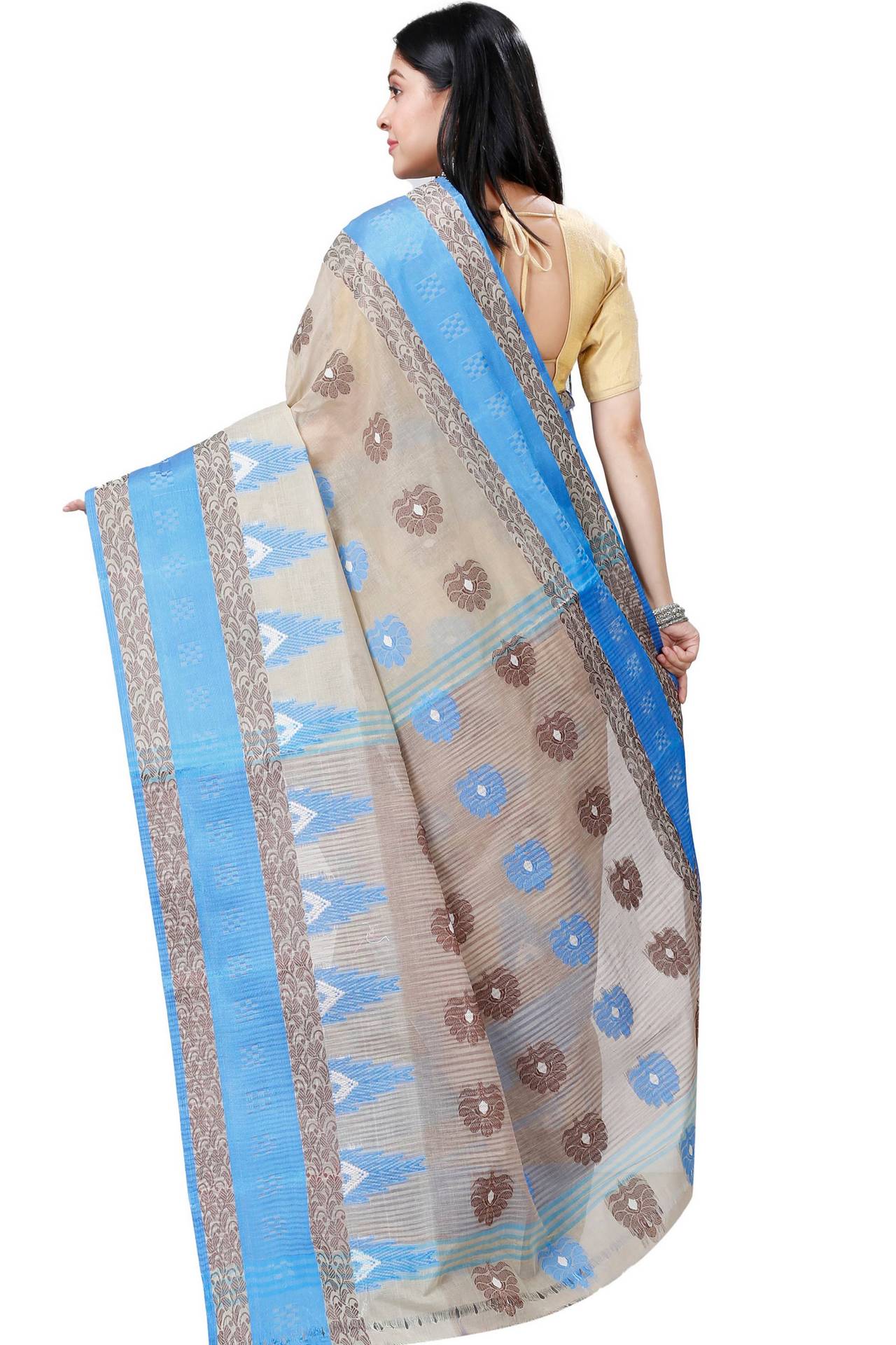 Grey Pure Cotton Nuri Tant Saree (1348)