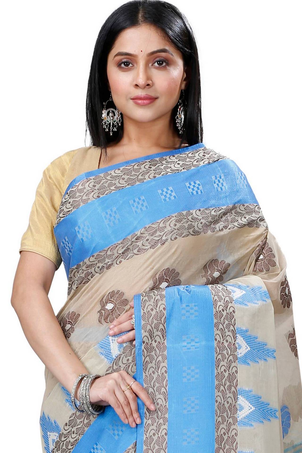 Grey Pure Cotton Nuri Tant Saree (1348)