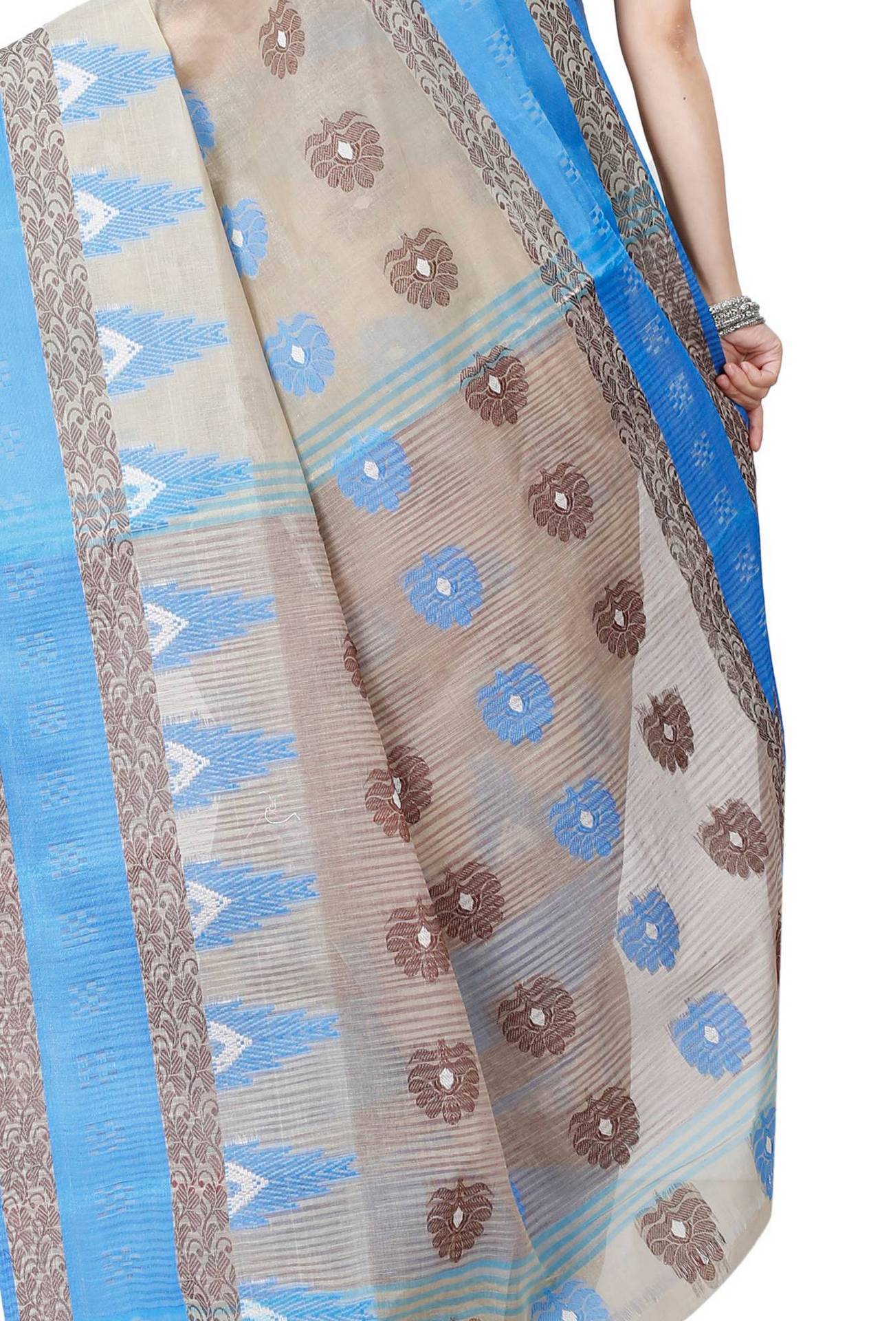 Grey Pure Cotton Nuri Tant Saree (1348)