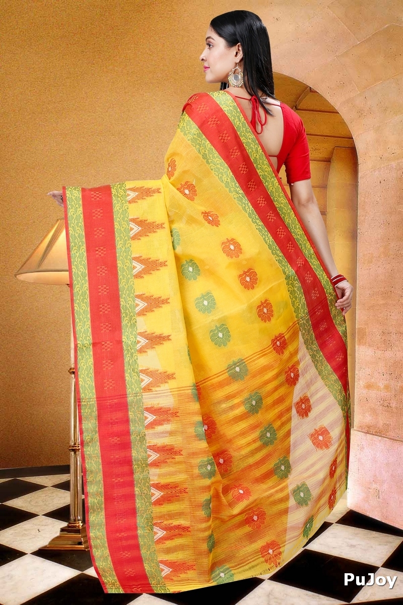 Yellow Pure Cotton Nuri Tant Saree (1349)