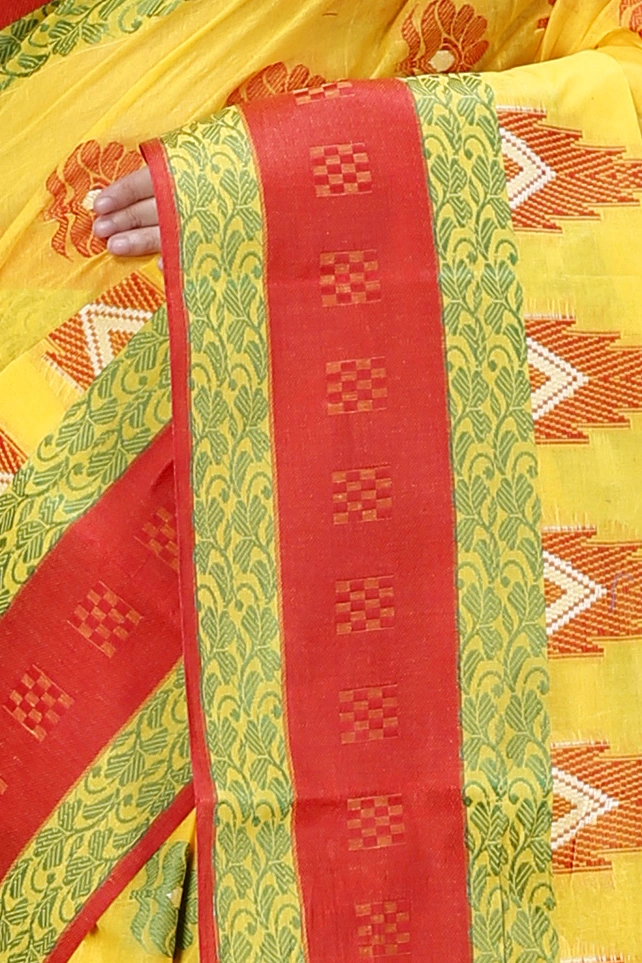 Yellow Pure Cotton Nuri Tant Saree (1349)