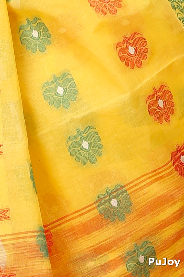 Yellow Pure Cotton Nuri Tant Saree (1349)