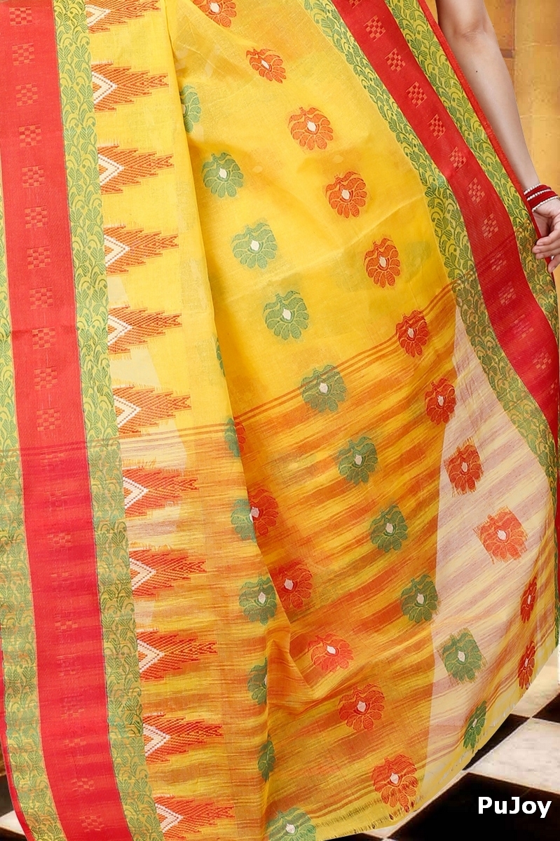 Yellow Pure Cotton Nuri Tant Saree (1349)