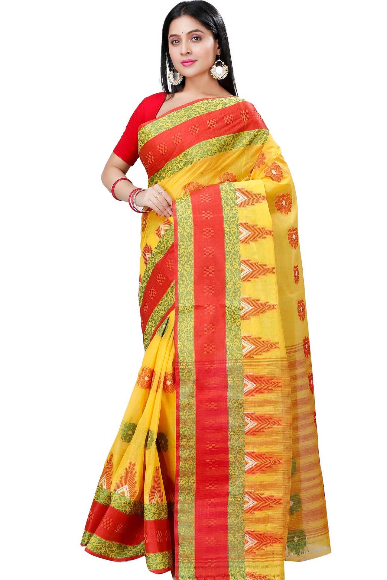 Yellow Pure Cotton Nuri Tant Saree (1349)
