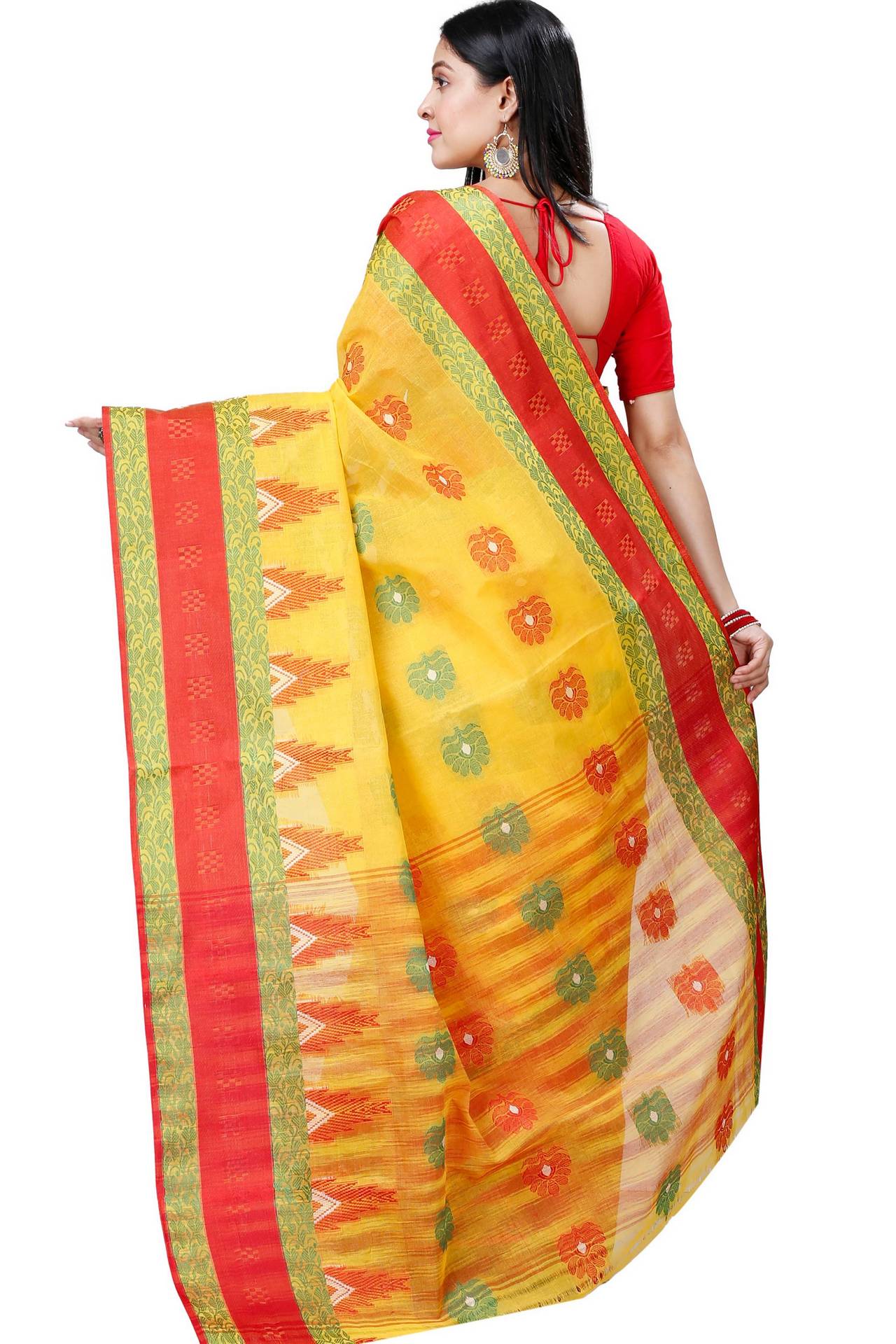 Yellow Pure Cotton Nuri Tant Saree (1349)