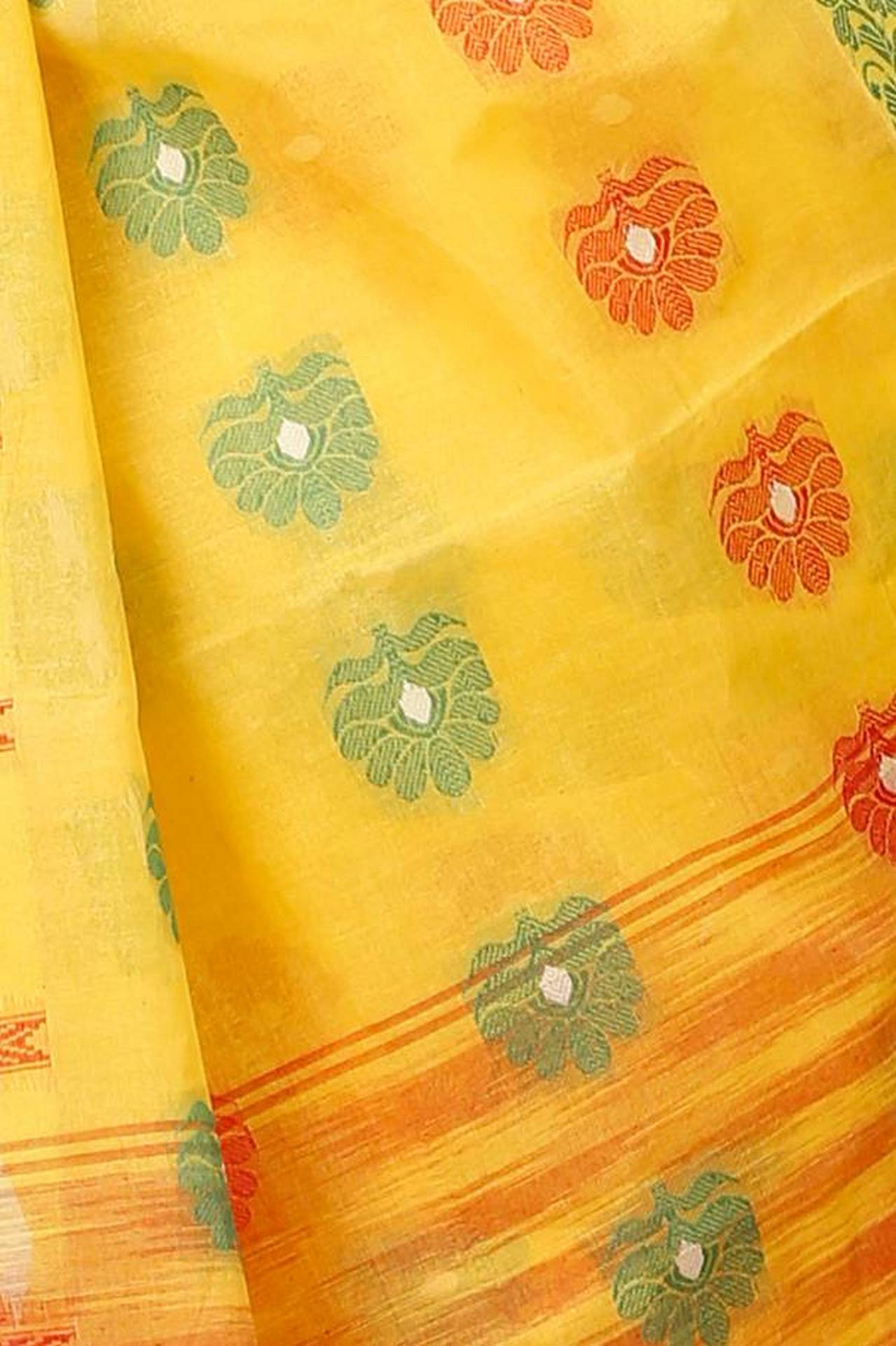 Yellow Pure Cotton Nuri Tant Saree (1349)
